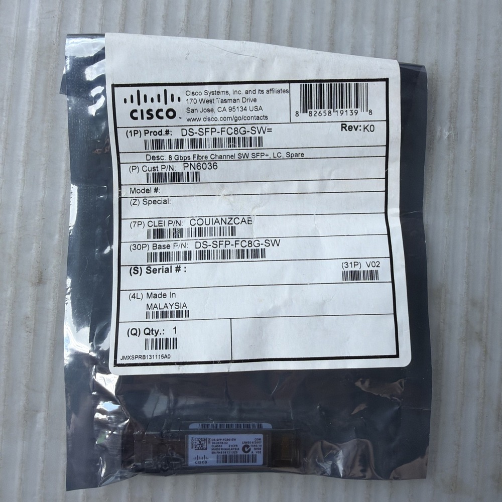 New Sealed Lot of 10 Cisco DS-SFP-FC8G-SW 8gb Transceiver Modules 10-2418-02